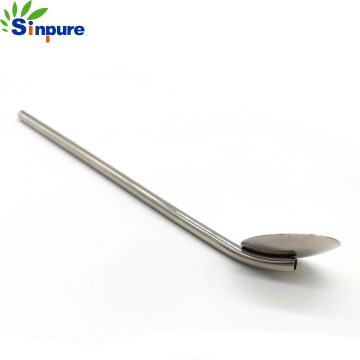 Reusable Straw Spoon Individually Wrapped Stainless Steel 304 Metal Drinking Straw Spoon